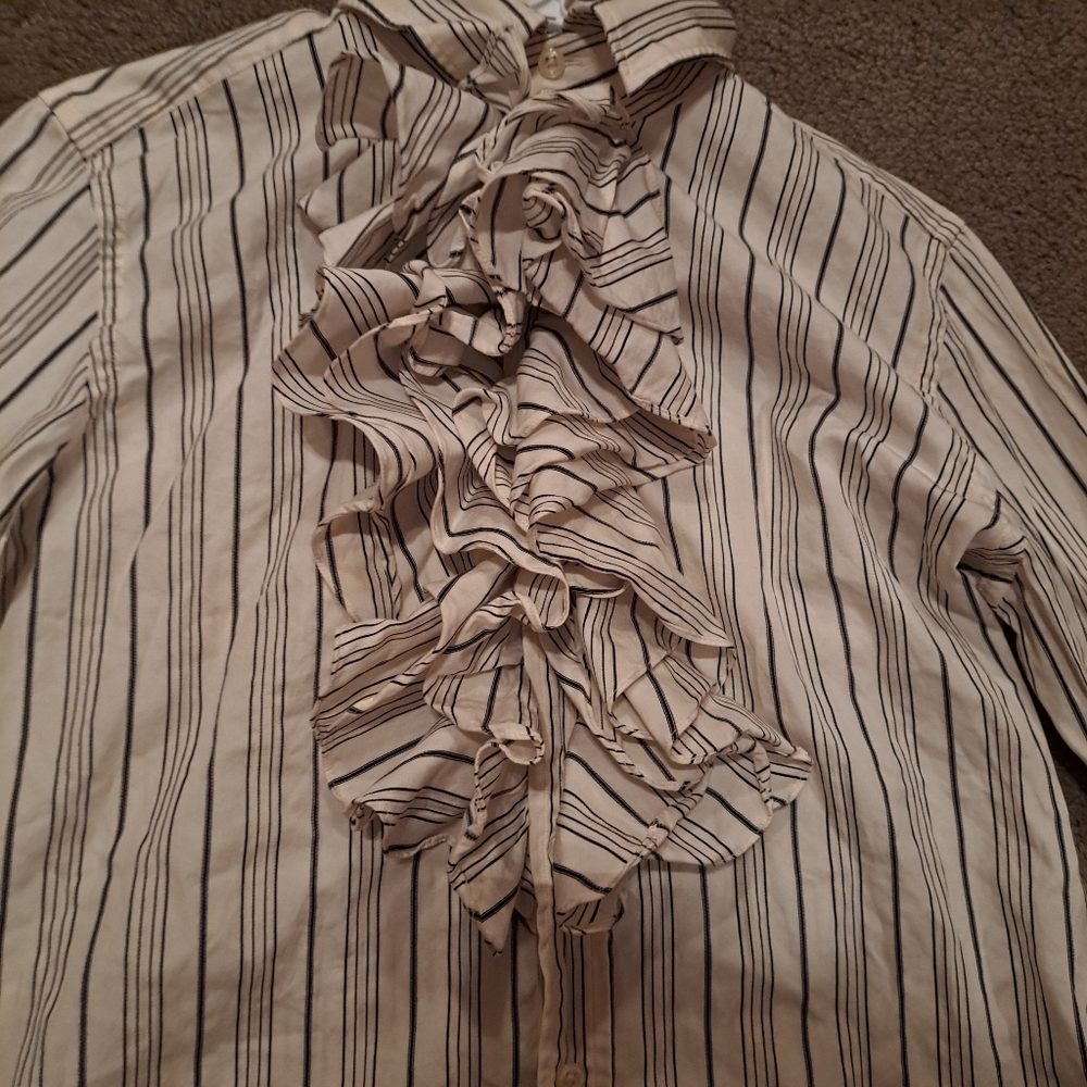 Ralph Lauren Sport Tuxedo Ruffle Blouse - Picture 5 of 8